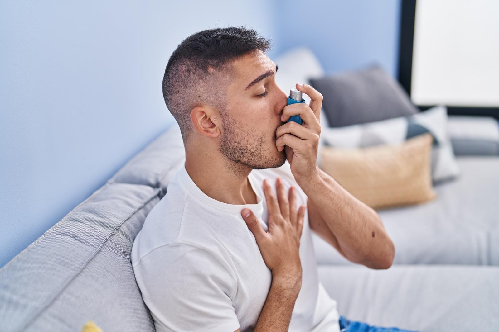 Patient using an inhaler at home